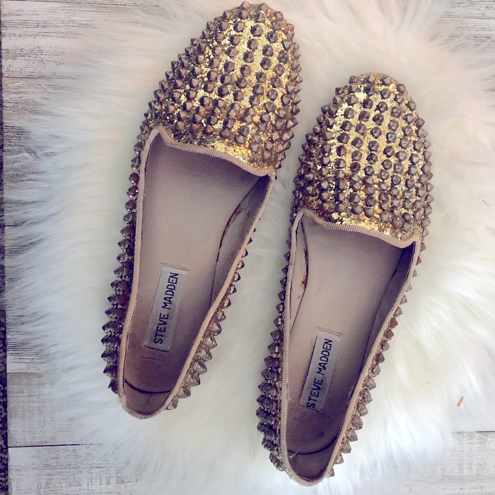 Steve Madden gold glitter Studly flat